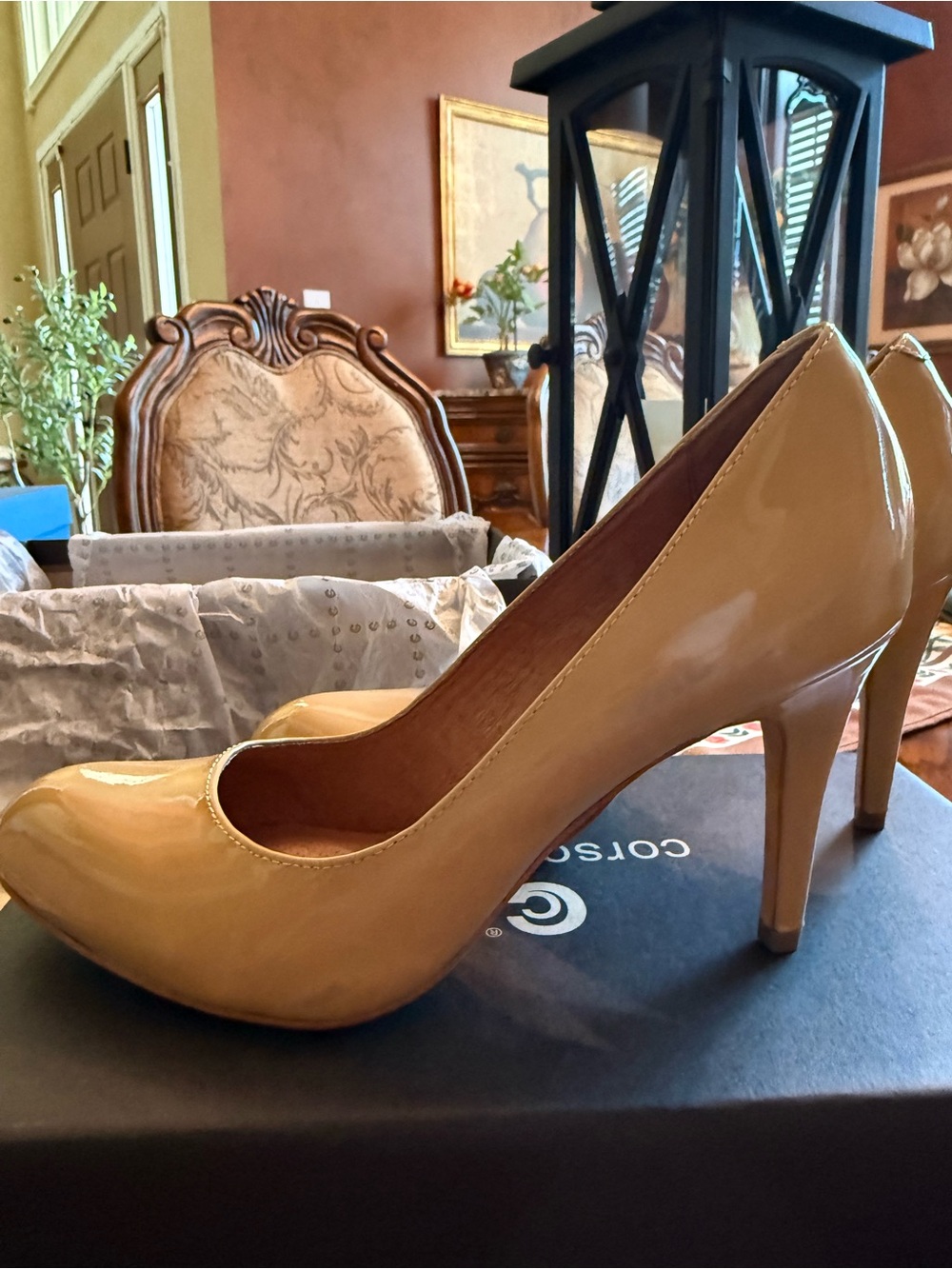 Nordstrom Beige Patent Leather High Heel Pumps